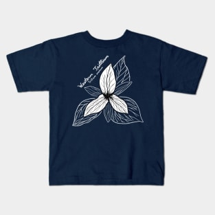 Western Trillium flower line art Kids T-Shirt